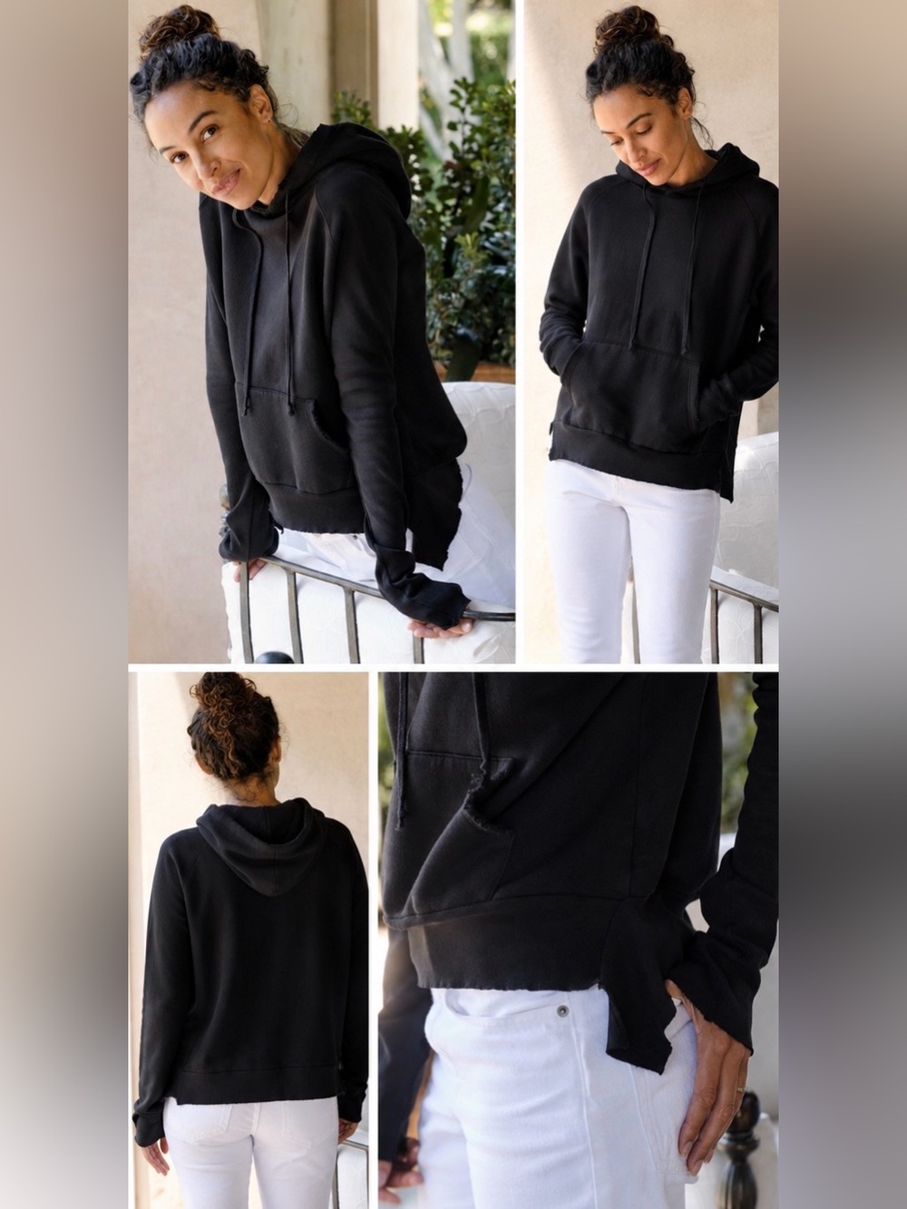 Frank & Eileen The Tee Lab Black Fleece Hoodie Asymmetrical Hem Pullover Medium